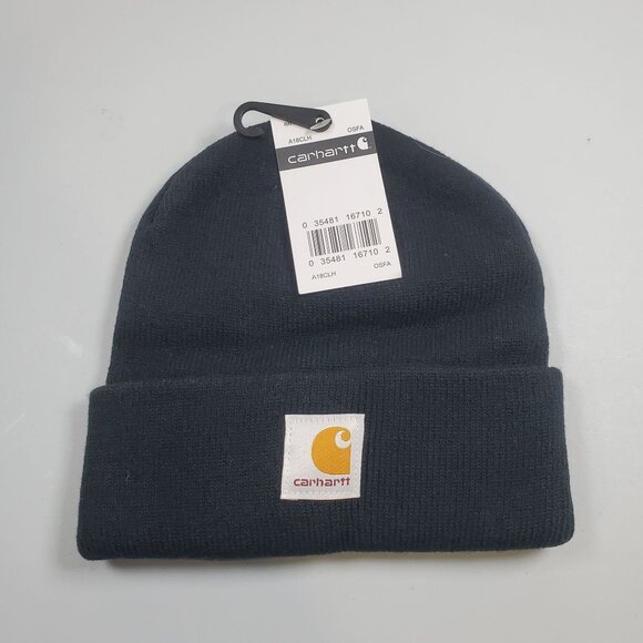 Carhartt Knit Cuffed Beanie Hat Unisex Size OS NWT Ribbed Fold Up Black - Picture 1 of 8